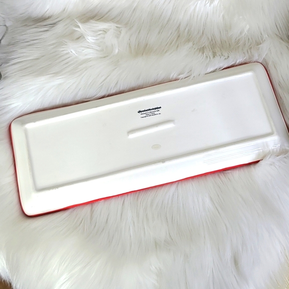 Christmas Plate Rectangular Ceramic Wreath Tree Present Home Decor Holiday Cook - Picture 3 of 3